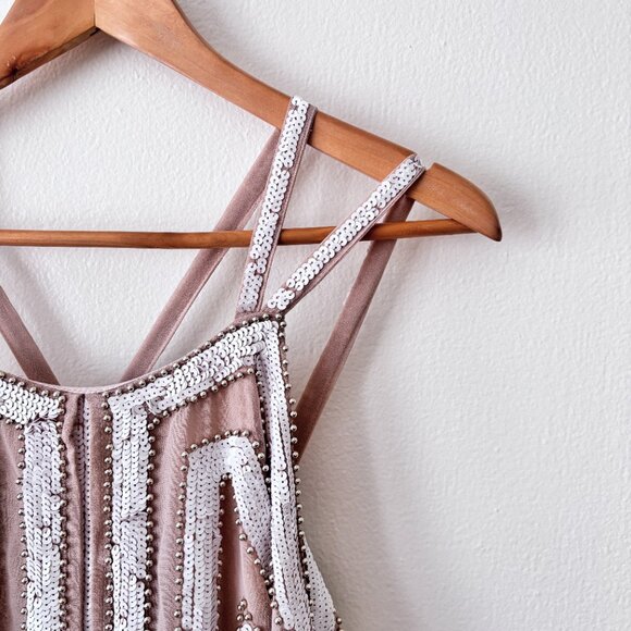 ASOS Design Linear Bead & Sequin Embellished Mini Dress w/ Maxi Overlay - Picture 6 of 11